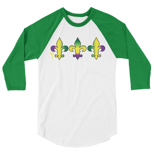 Mardi Gras Trio 3/4 sleeve raglan shirt