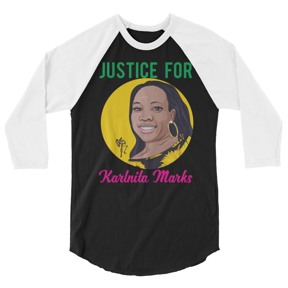 Justice for Karlnita Marks 3/4 sleeve raglan shirt