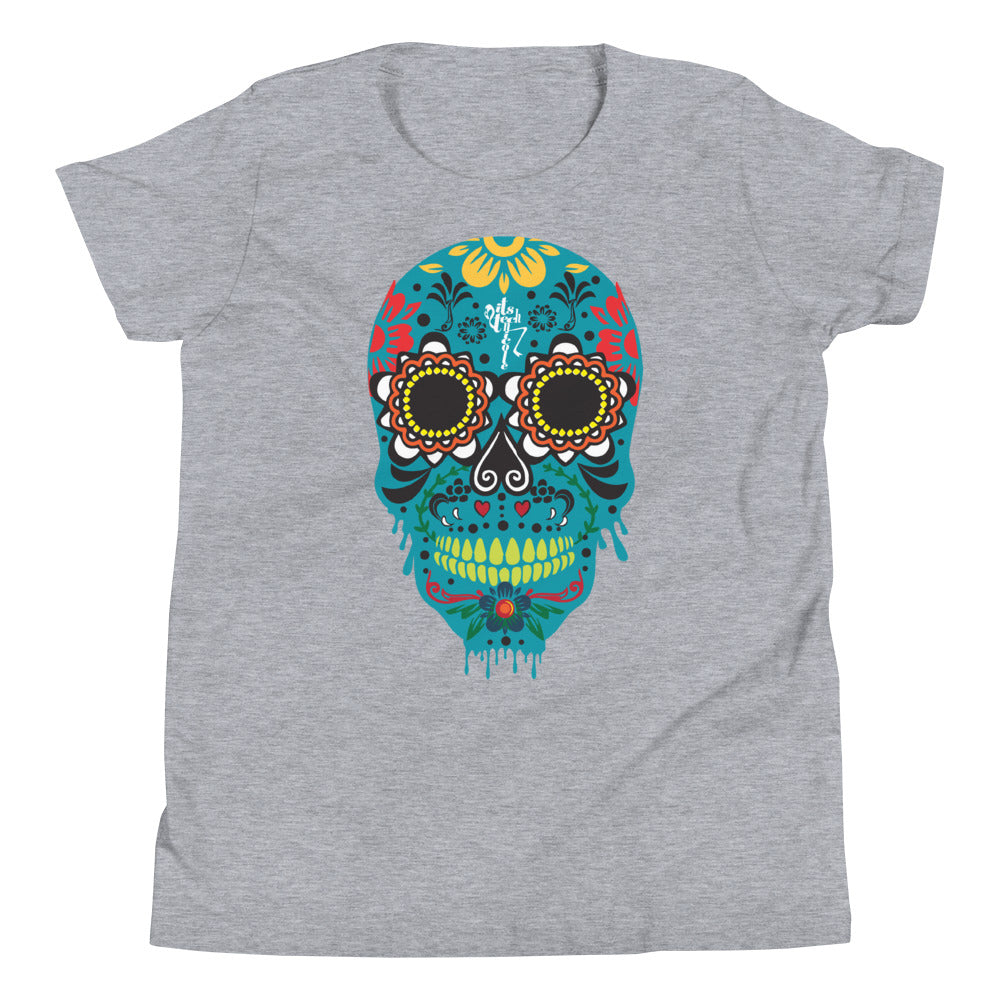 Dia de los Muertos Azul Youth Short Sleeve T-Shirt