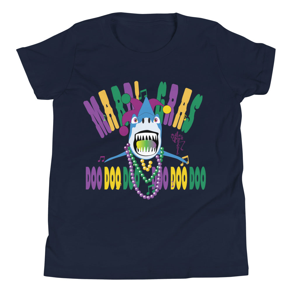 Mardi Gras Shark Youth Short Sleeve T-Shirt