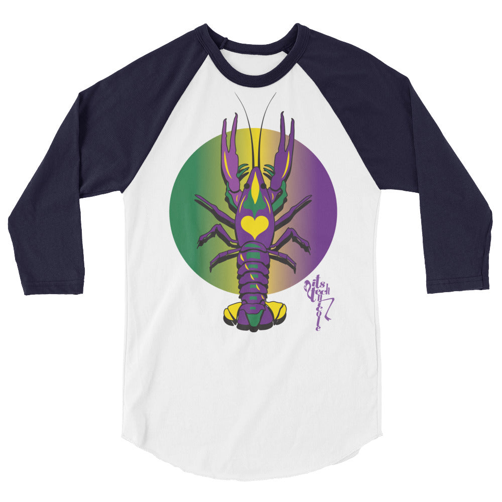 Mardi Gras Crawfish 3/4 sleeve raglan shirt