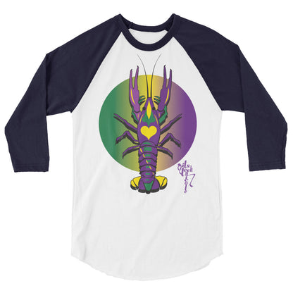 Mardi Gras Crawfish 3/4 sleeve raglan shirt