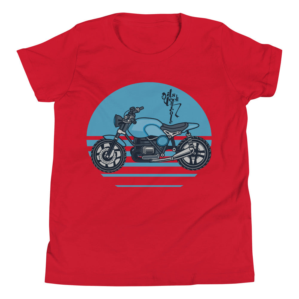 Motorcycle (Blue) Youth Short Sleeve T-Shirt