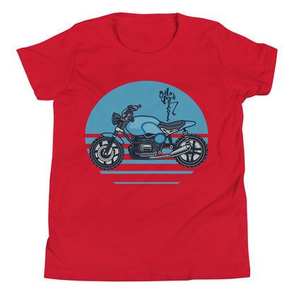 Motorcycle (Blue) Youth Short Sleeve T-Shirt
