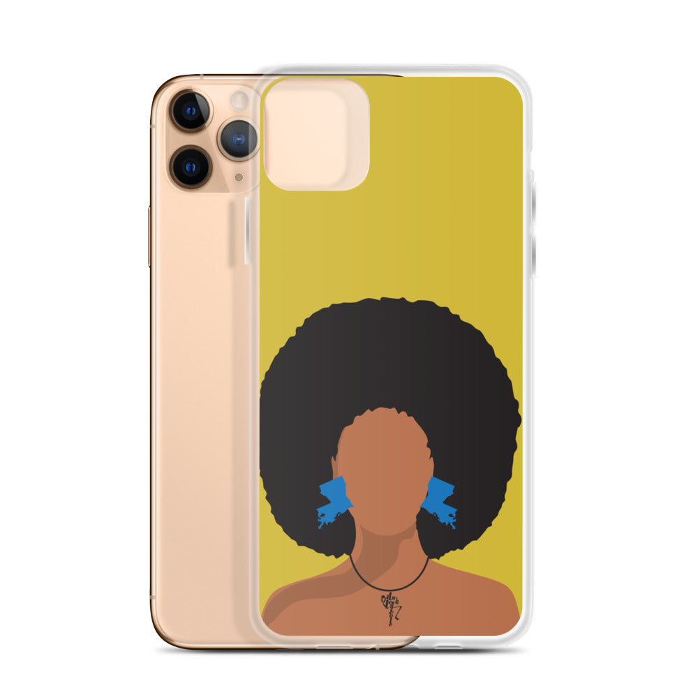 Melanin Poppin' with Louisiana Earrings iPhone Case