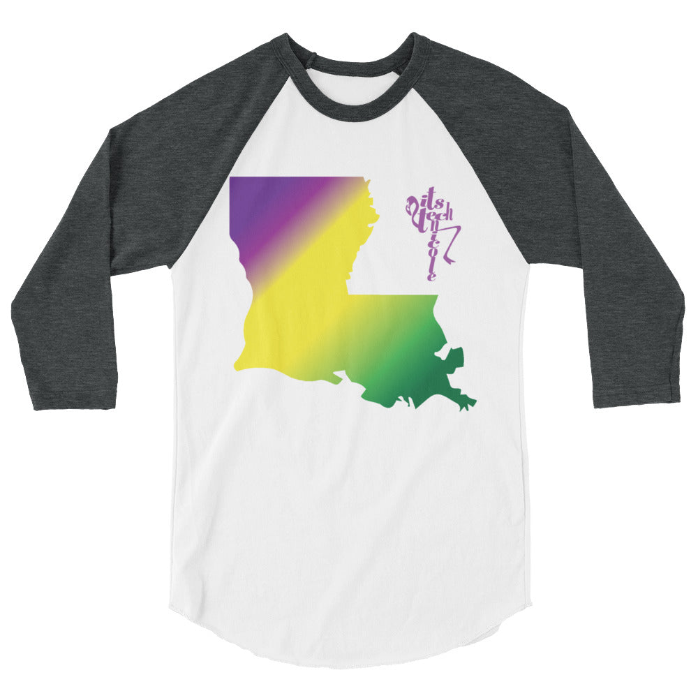 Mardi Gras Louisiana 3/4 sleeve raglan shirt