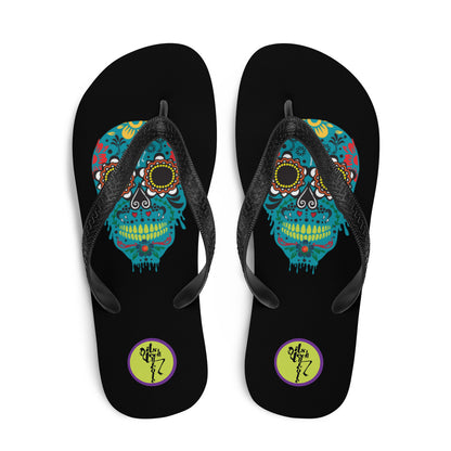 Dia de los Muertos Azul Flip-Flops
