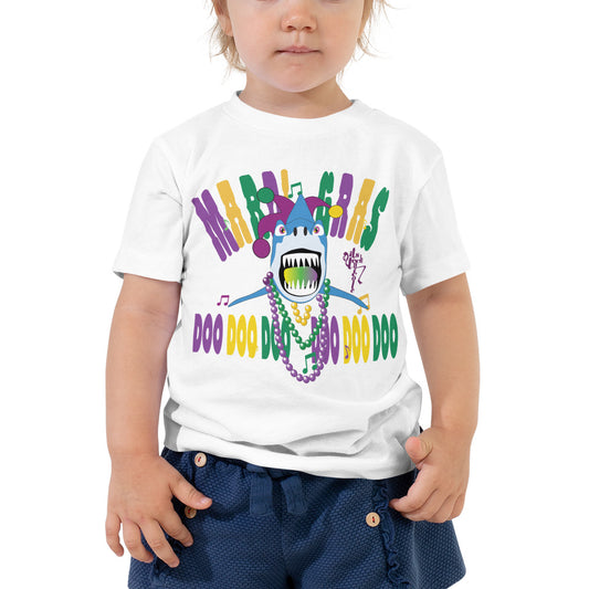 Mardi Gras Shark Toddler Short Sleeve Tee