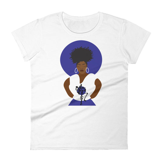 Blue and White Women's short sleeve t-shirt