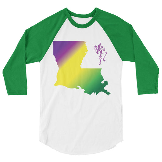 Mardi Gras Louisiana 3/4 sleeve raglan shirt