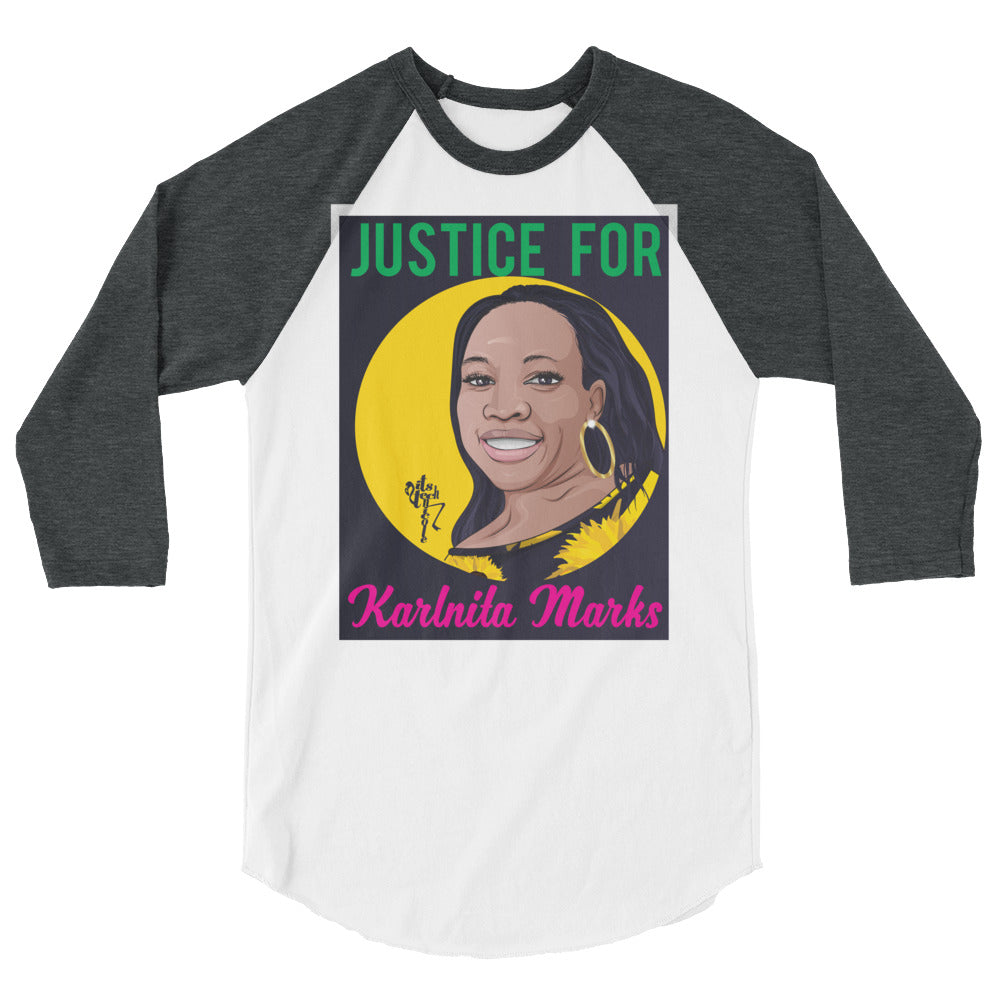 Justice for Karlnita Marks 3/4 sleeve raglan shirt
