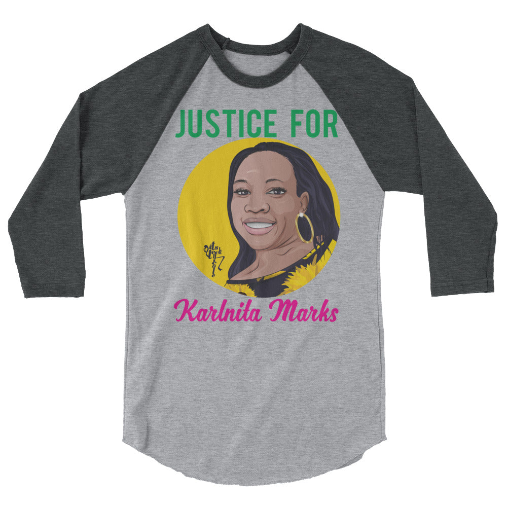 Justice for Karlnita Marks 3/4 sleeve raglan shirt