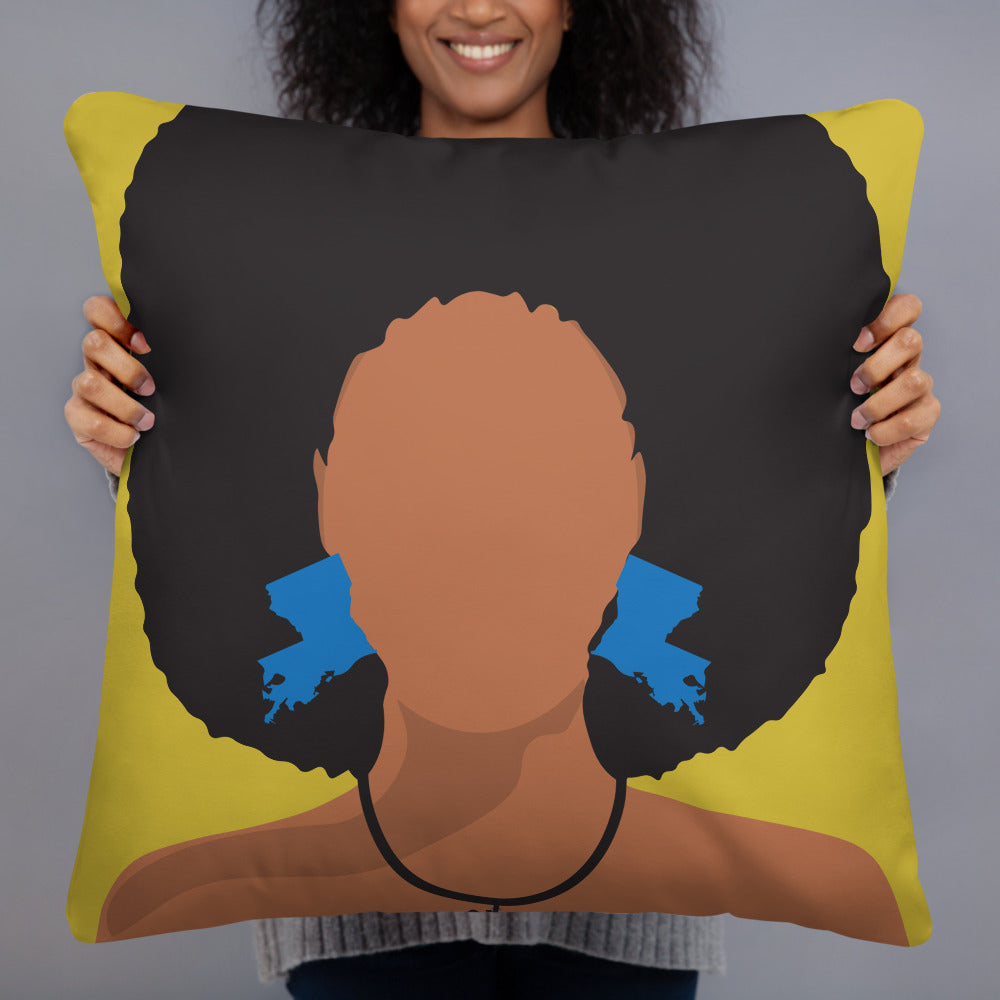 Melanin Poppin' with Louisiana Earrings Pillow