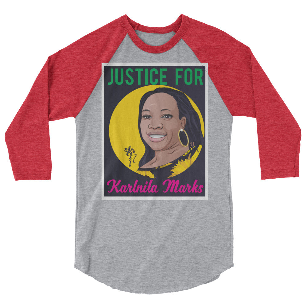 Justice for Karlnita Marks 3/4 sleeve raglan shirt