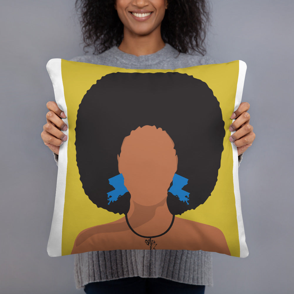 Melanin Poppin' with Louisiana Earrings Pillow