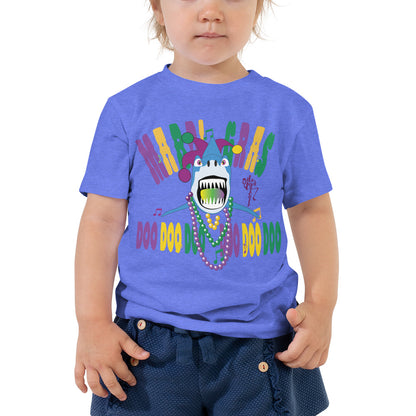 Mardi Gras Shark Toddler Short Sleeve Tee