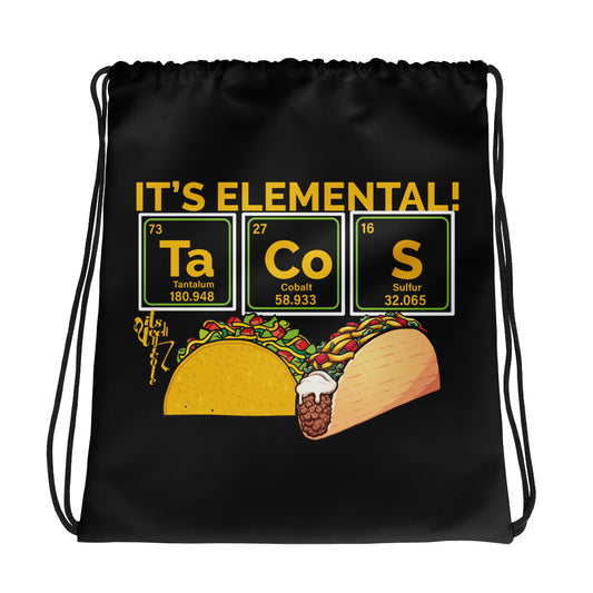 Tacos, It's Elemental Drawstring bag