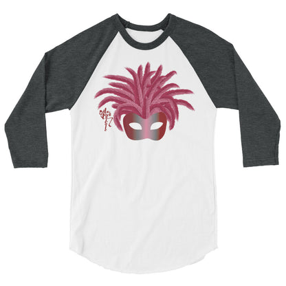 Mardi Gras Burgundy Mask 3/4 sleeve raglan shirt