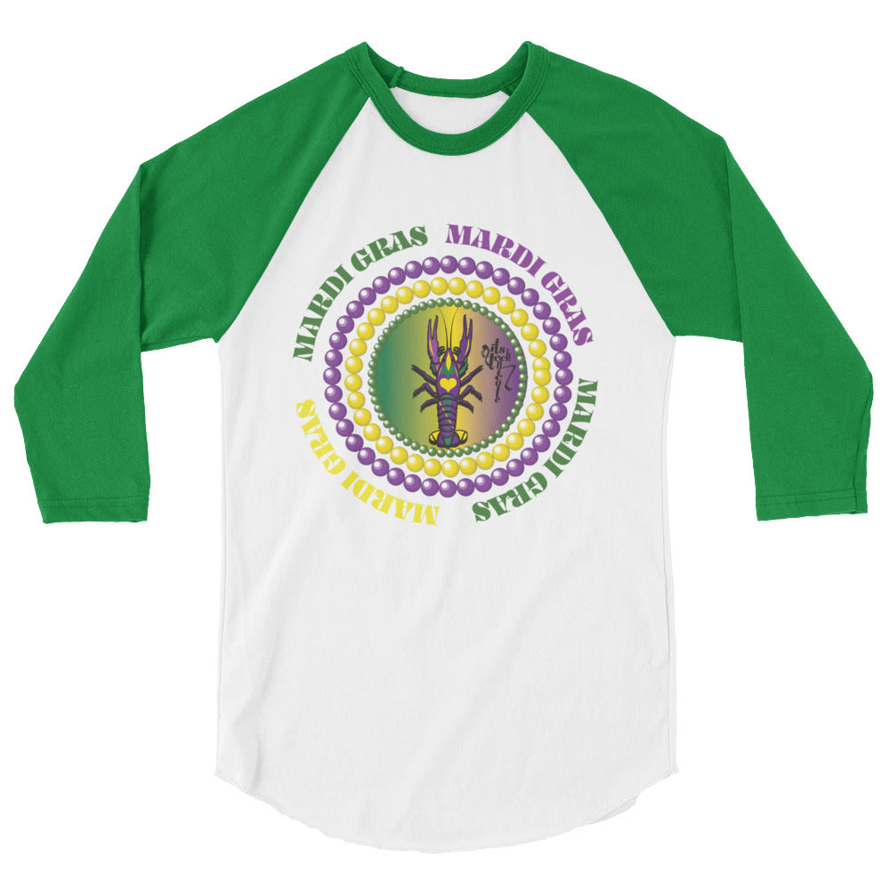 Mardi Gras 3/4 sleeve raglan shirt