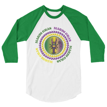Mardi Gras 3/4 sleeve raglan shirt