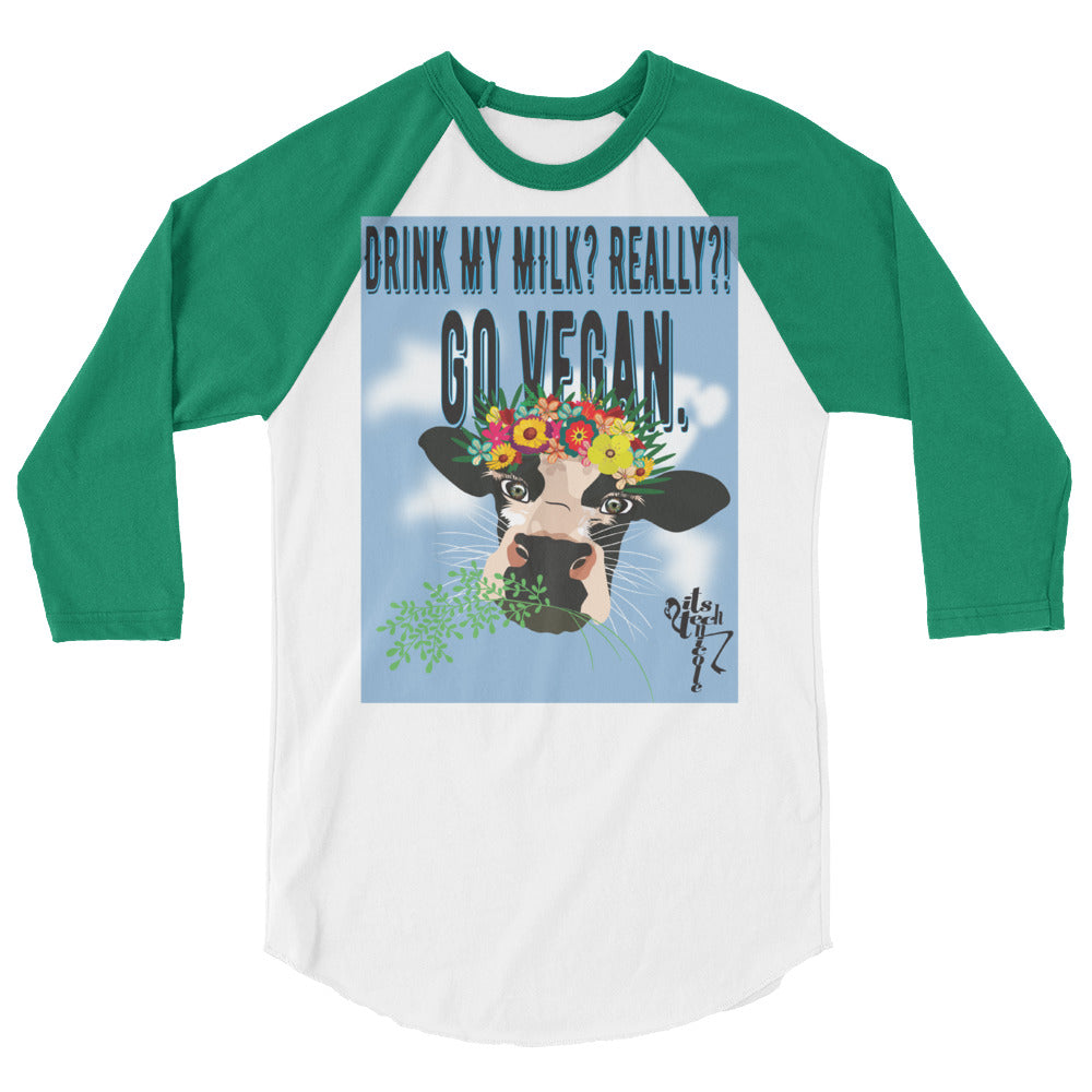 Go Vegan 3/4 sleeve raglan shirt