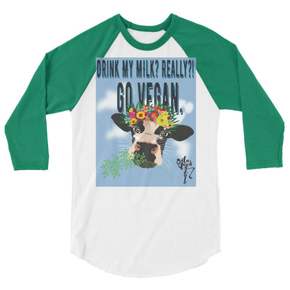 Go Vegan 3/4 sleeve raglan shirt