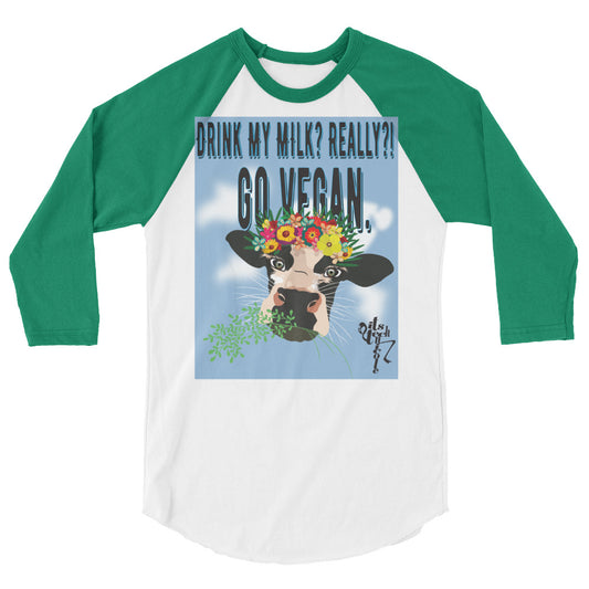 Go Vegan 3/4 sleeve raglan shirt