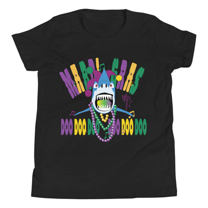 Mardi Gras Shark Youth Short Sleeve T-Shirt