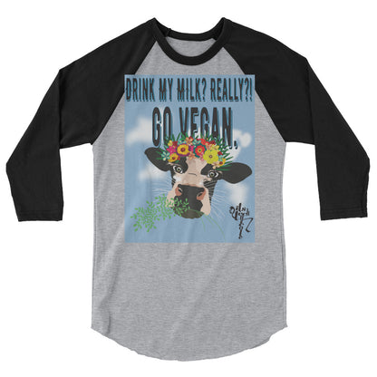 Go Vegan 3/4 sleeve raglan shirt