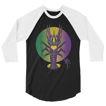 Mardi Gras Crawfish 3/4 sleeve raglan shirt