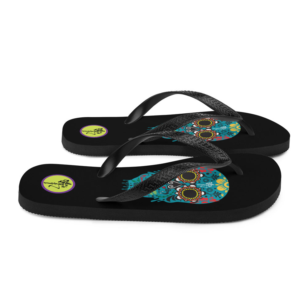 Dia de los Muertos Azul Flip-Flops