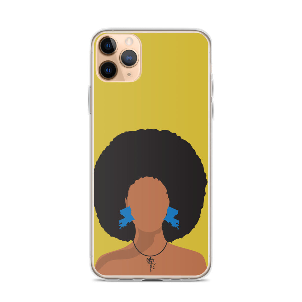 Melanin Poppin' with Louisiana Earrings iPhone Case