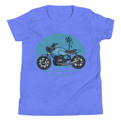 Motorcycle (Blue) Youth Short Sleeve T-Shirt