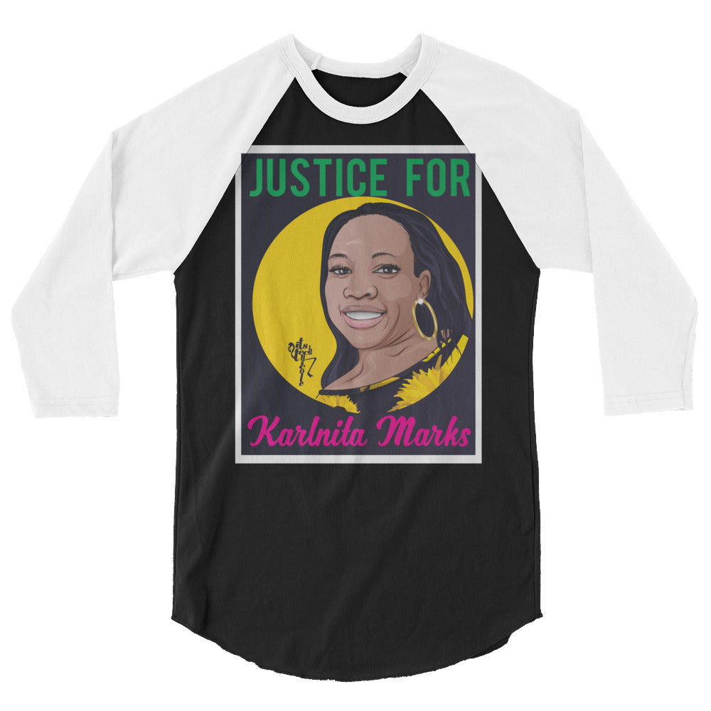 Justice for Karlnita Marks 3/4 sleeve raglan shirt
