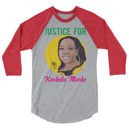 Justice for Karlnita Marks 3/4 sleeve raglan shirt