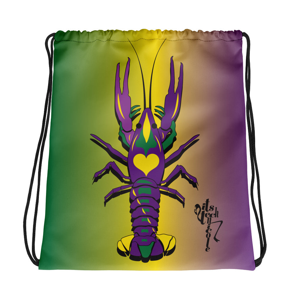 Mardi Gras Crawfish Drawstring bag