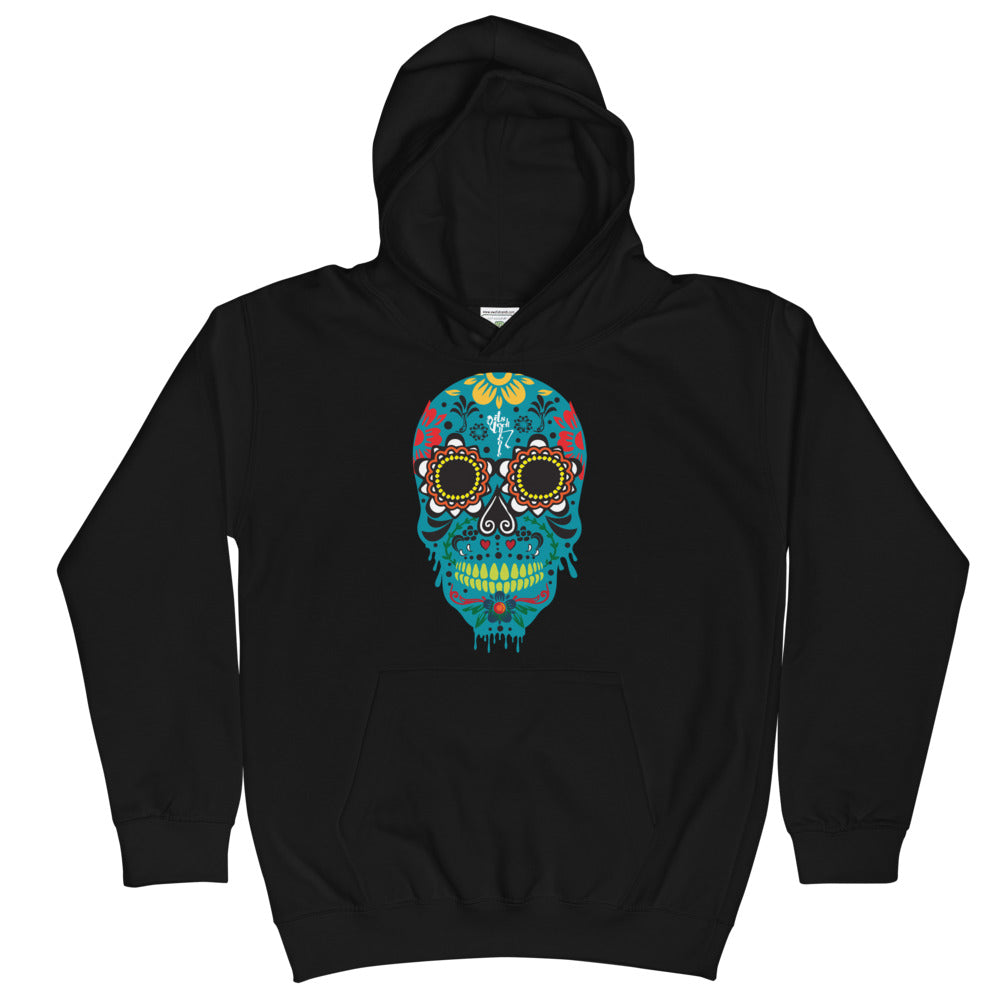 Dia de los Muertos Azul Kids Hoodie