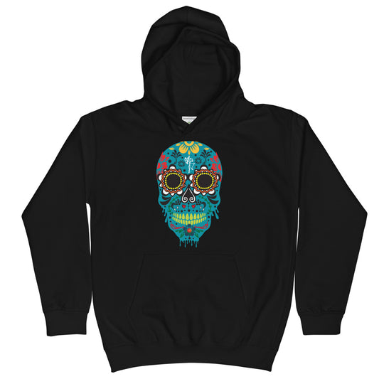 Dia de los Muertos Azul Kids Hoodie