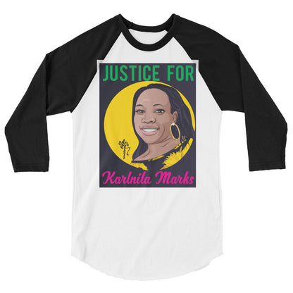 Justice for Karlnita Marks 3/4 sleeve raglan shirt