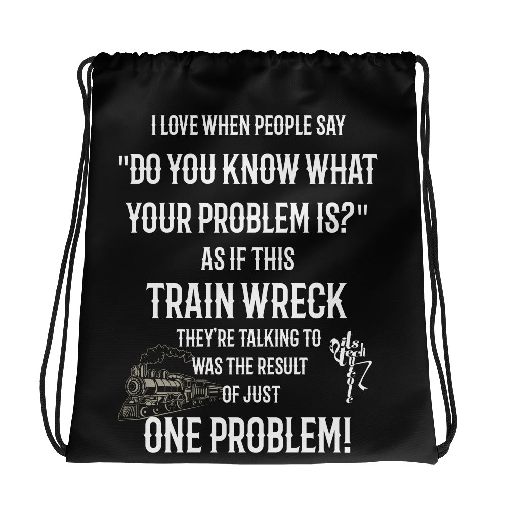 Train Wreck Drawstring bag