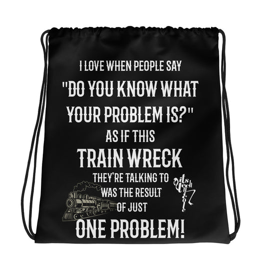 Train Wreck Drawstring bag