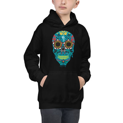 Dia de los Muertos Azul Kids Hoodie