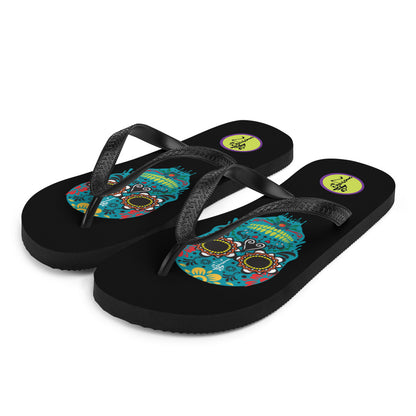 Dia de los Muertos Azul Flip-Flops