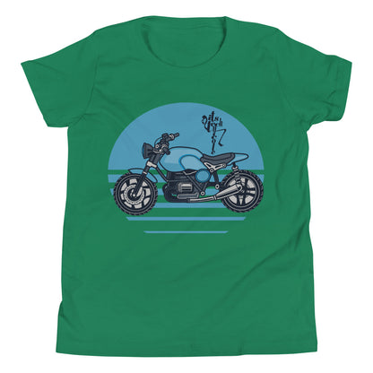 Motorcycle (Blue) Youth Short Sleeve T-Shirt