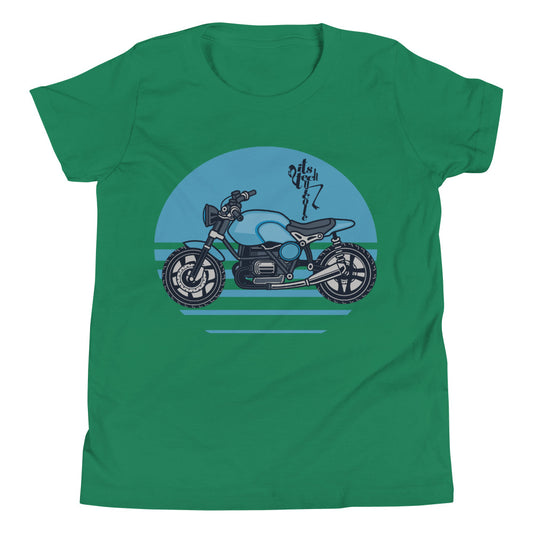 Motorcycle (Blue) Youth Short Sleeve T-Shirt