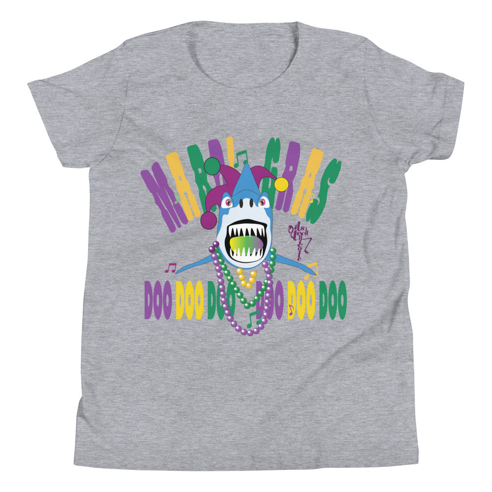 Mardi Gras Shark Youth Short Sleeve T-Shirt