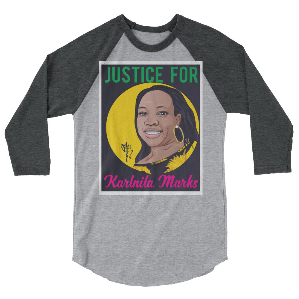 Justice for Karlnita Marks 3/4 sleeve raglan shirt
