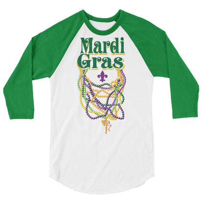 Mardi Gras Beads 3/4 sleeve raglan shirt