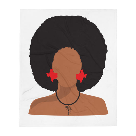 Melanin Poppin' with Texas Earrings Throw Blanket