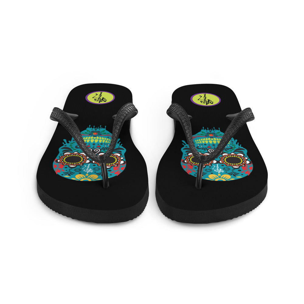 Dia de los Muertos Azul Flip-Flops